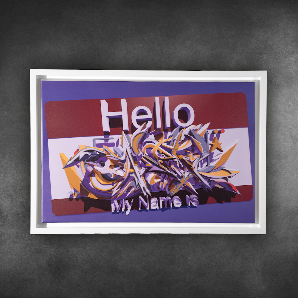 Hello My Name is Purple Edition Graffiti Art Premium Leinwand inkl. hochwertiger Rahmen