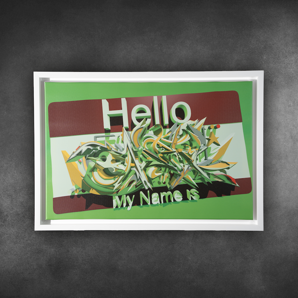 Hello My Name is Green Edition Graffiti Art Premium Leinwand inkl. hochwertiger Rahmen