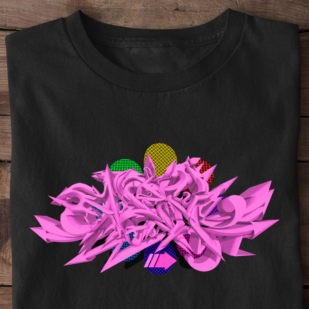 Colorful Mics Pink Graffiti Style - Premium Shirt
