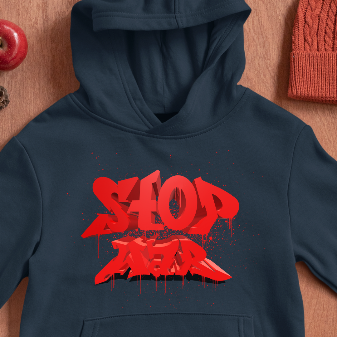 Stop War Blood Red Graffiti - Basic Unisex Hoodie
