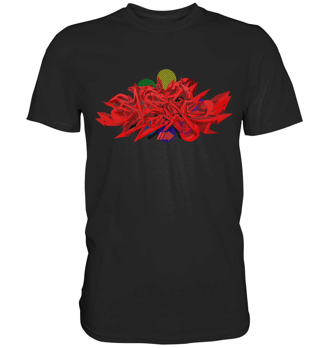 Colorful Mics Red Graffiti Style - Premium Shirt