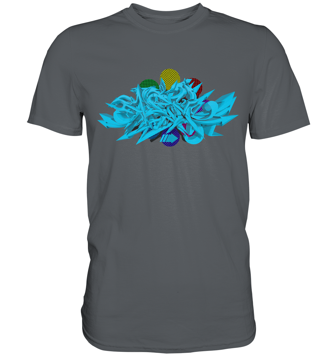 Colorful Mics Blue Graffiti Style - Premium Shirt