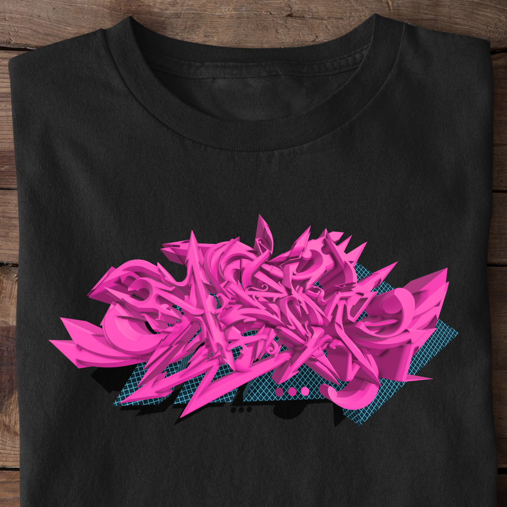 Pink Graffiti Blue Mic-Arrow Style - Premium Shirt