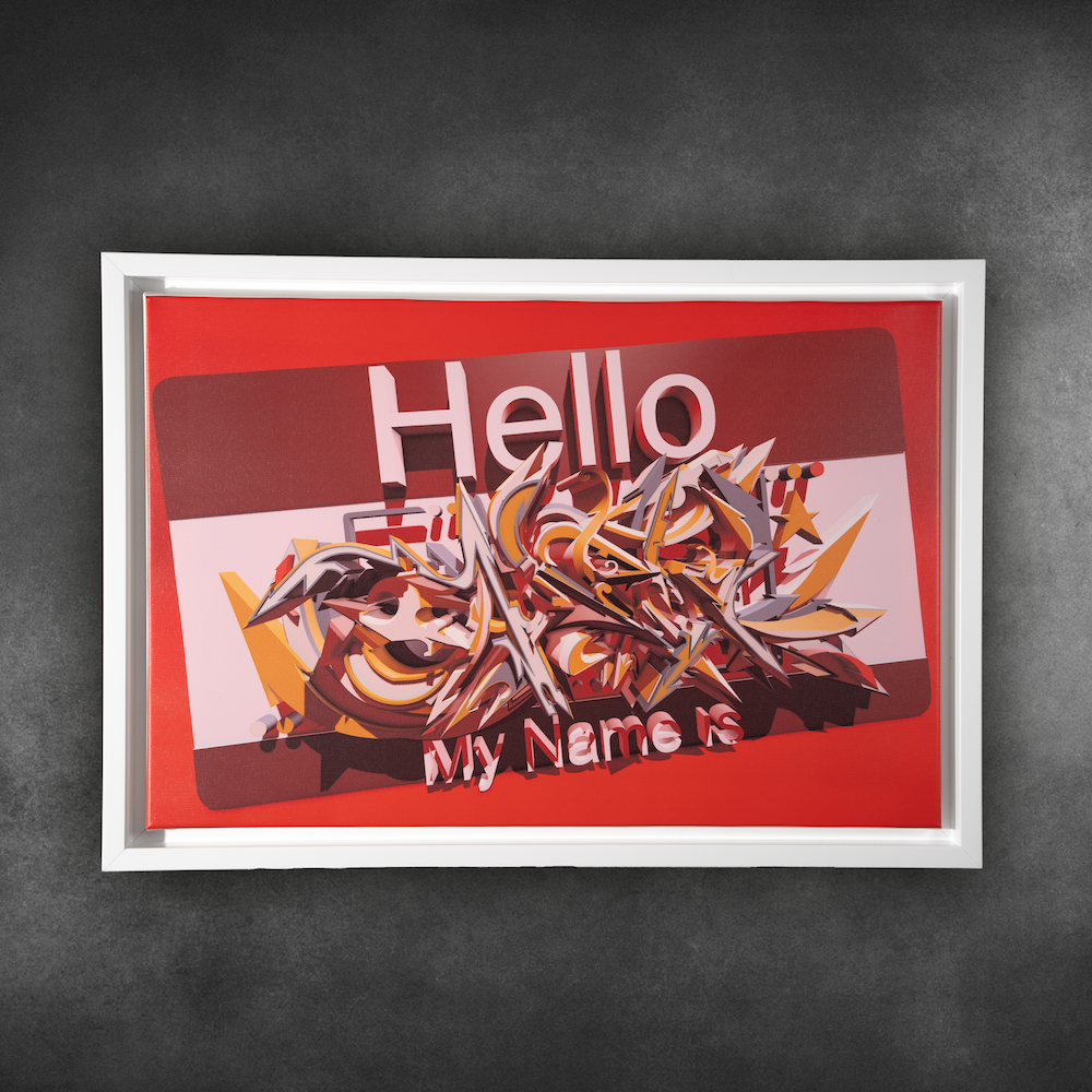 Hello My Name Is Red Edition Graffiti Art Premium Leinwand inkl. hochwertiger Rahmen