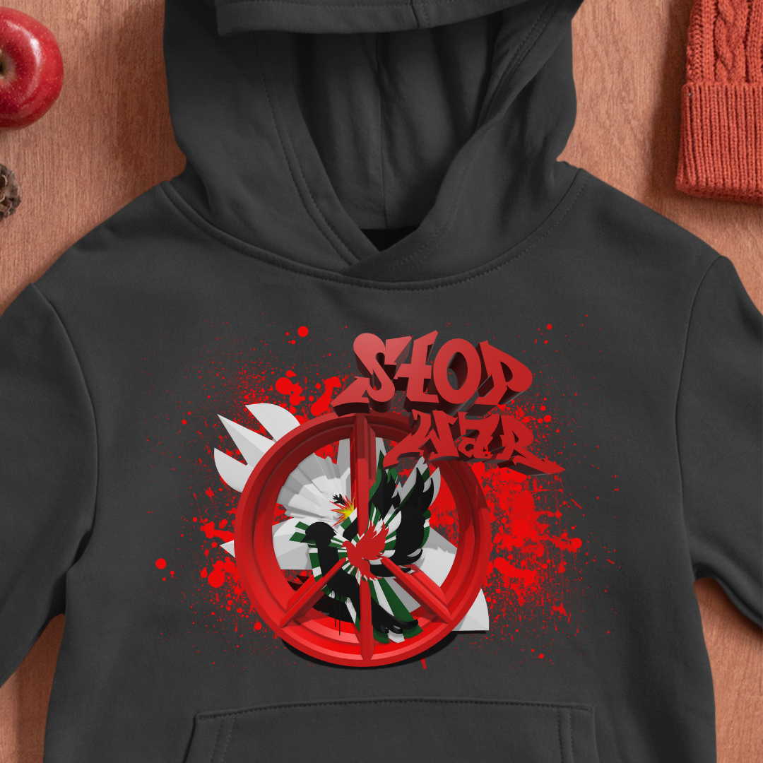 Stop War Piece Blood Edition Graffiti Art - Basic Unisex Hoodie