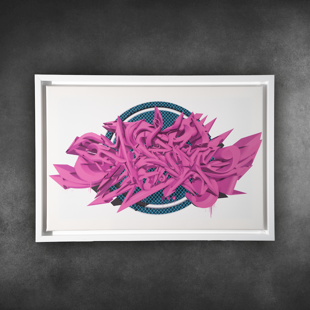 Blue-Pink Mic Graffiti Art Premium Leinwand inkl. hochwertiger Rahmen