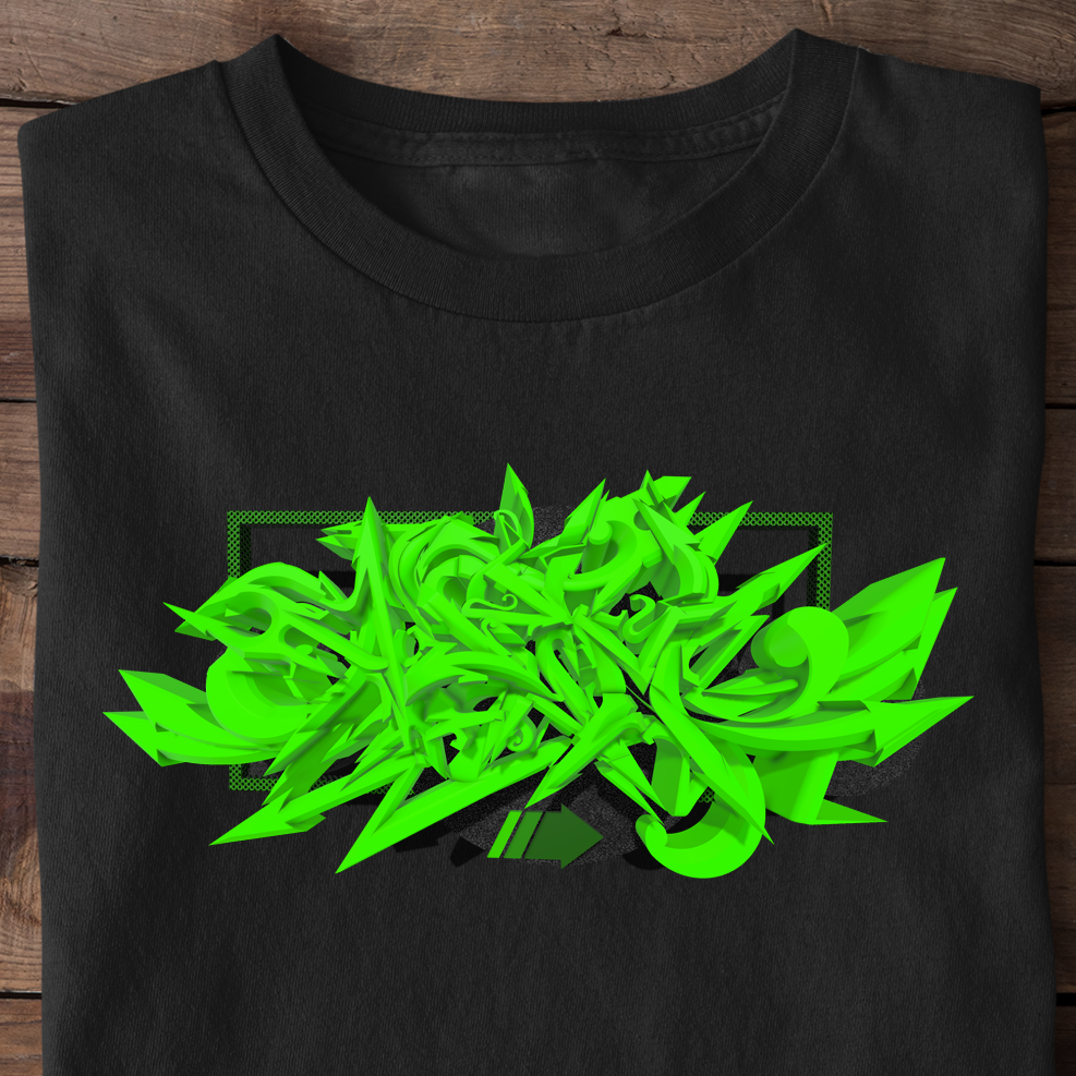 Green Frame Graffiti Style - Premium Shirt
