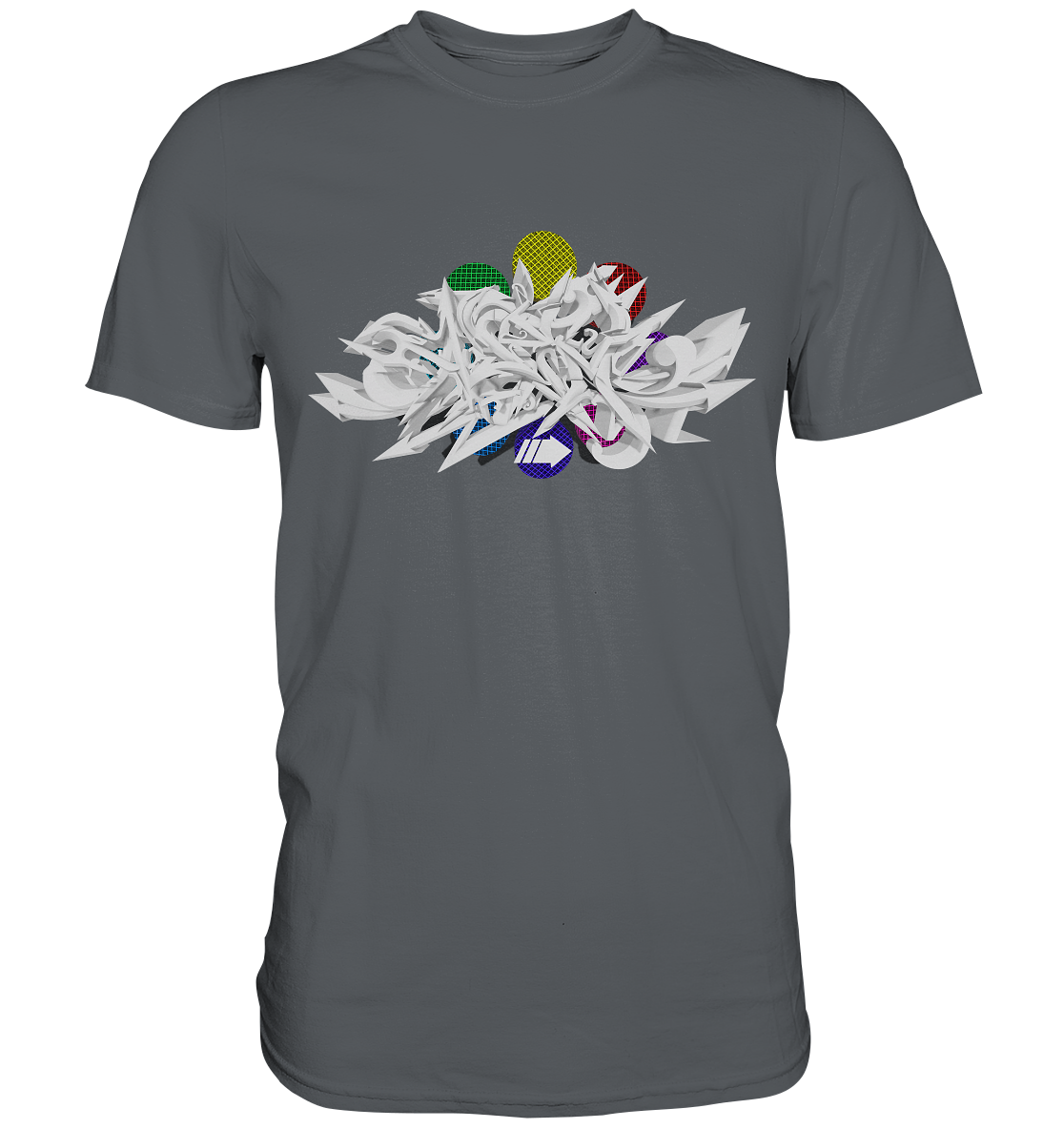 White Graffiti Colorful Mics Style - Premium Shirt