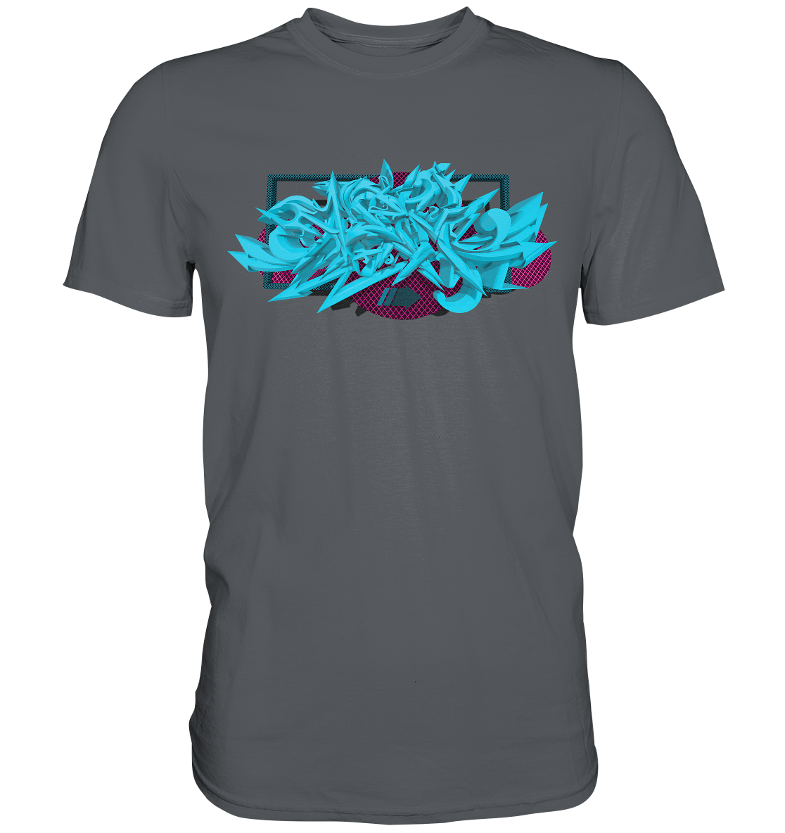 Mic Frame Neon Blue Graffiti Style - Premium Shirt